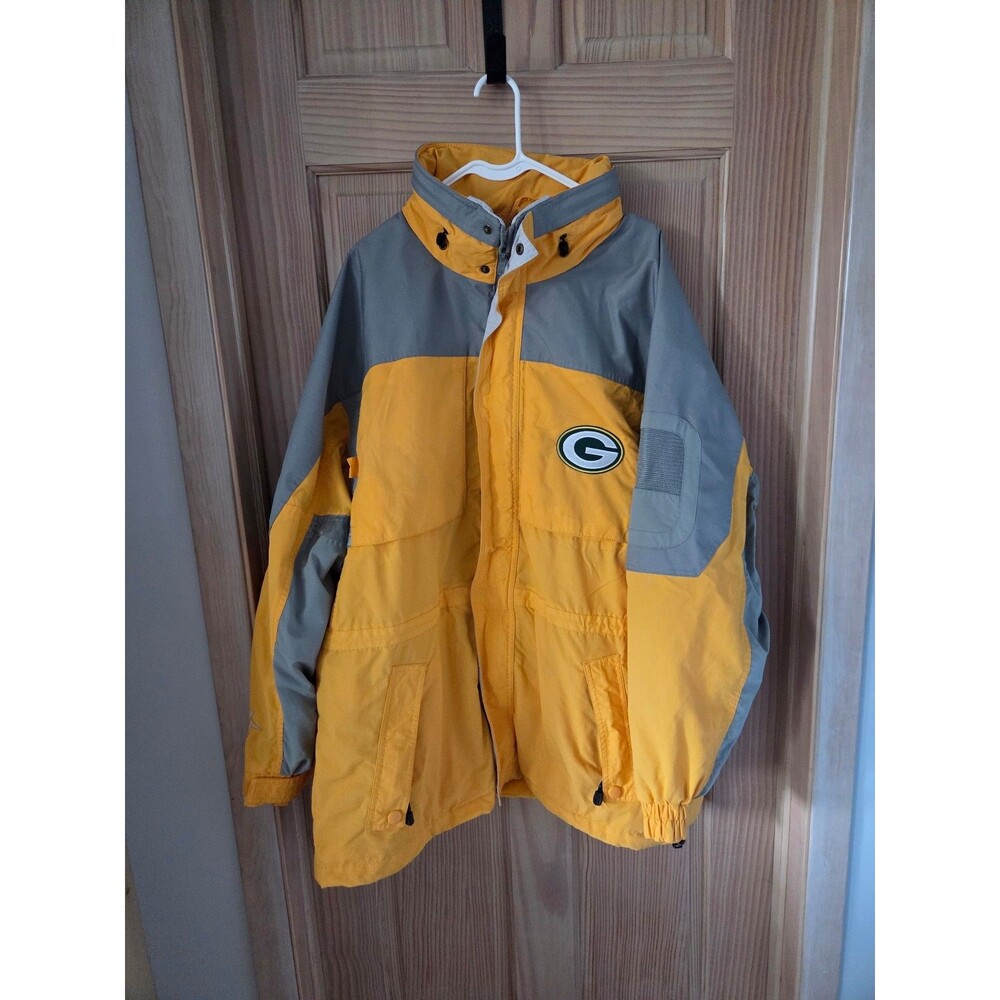 Vintage Green Bay Packers Football NFL Jacket Yellow Gray LAL Coat XL